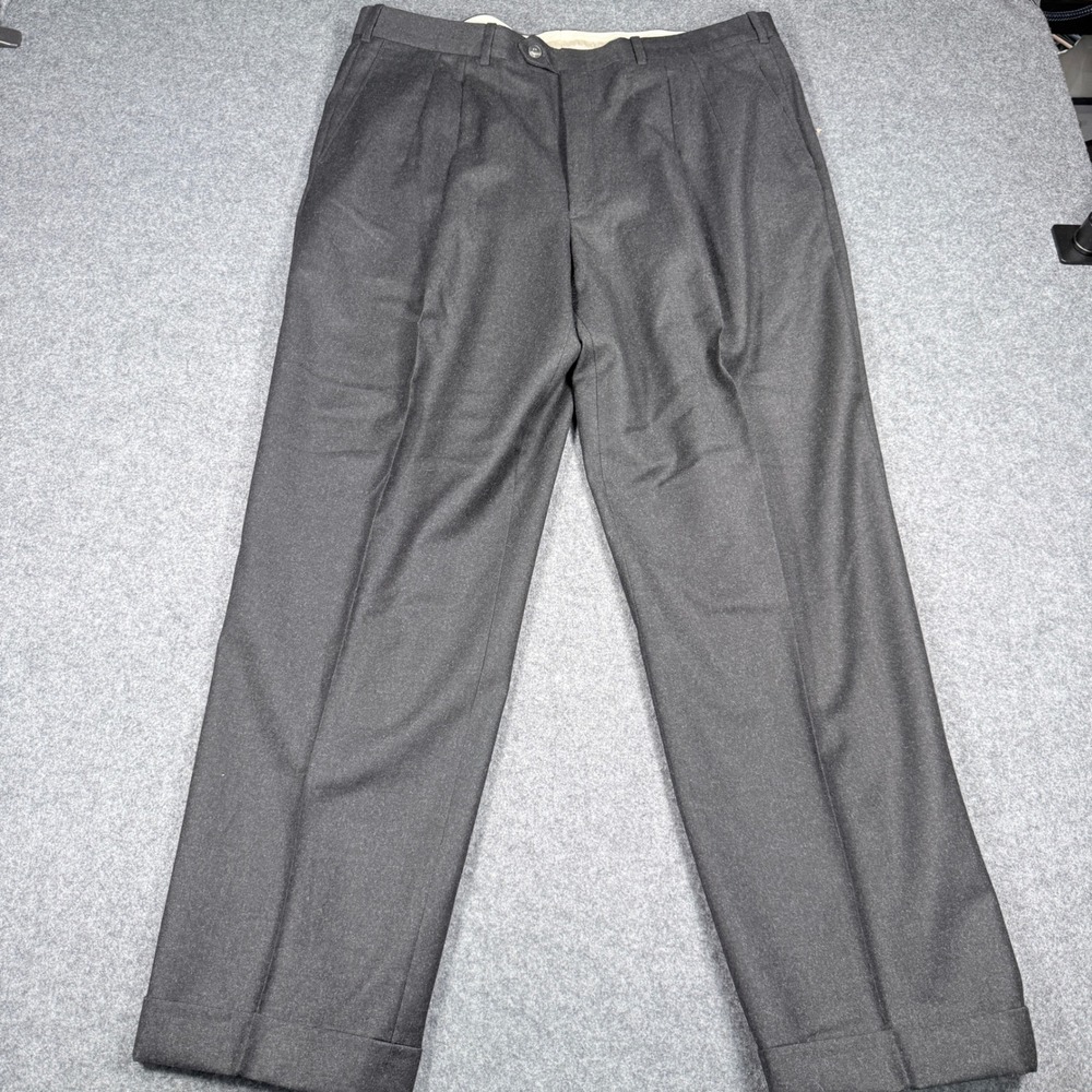 Britches Winston Charcoal Wool Cashmere Pleated Dress Pants 38R Italy Giuseppe